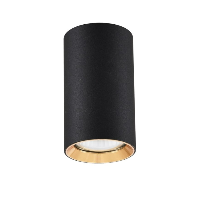 Tuba natynkowa 13 cm czarno - złote 1xGU10 LP-232/1D - 130 BK/GD