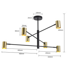 Lampa wisząca 6 złota 6xGU10 LP-731/6P GD