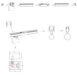 Zestaw oświetlenia szynowego SET 3F czarny 4xGU10 LP-737 BK SET 3F