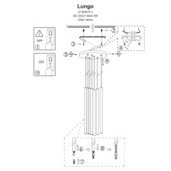 Lampa wisząca 7 czarna 7xG9 LP-894/7P BK