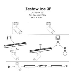 Zestaw oświetlenia szynowego SET 3F biały 4xGU10 LP-732 4W WH SET