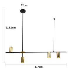 Lampa wisząca czarno - złota 4xGU10 LP-074/4PL BK/GD