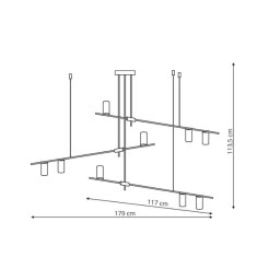 Lampa wisząca czarno - złota 9xGU10 LP-074/9PL BK/GD