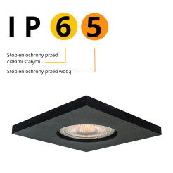 Oczko podtynkowe kwadratowe czarne IP65 1xGU10 LP-440/1RS BK square