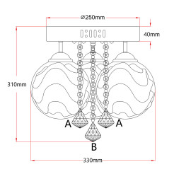 Ozdobny plafon srebrny 3xE14 plus LED LP-119/3C
