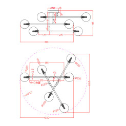 Lampa sufitowa złota 6xG9 LP-002/6C