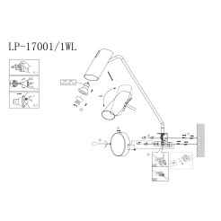 Kinkiet z wysięgnikiem czarno - złoty 1xGU10 LP-17001/1WL GD/BK