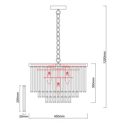 Lampa wisząca 5 srebrna 5xE14 LP-2910/5P