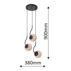 Lampa wisząca czarna 3xE27 LP-125/3P BK