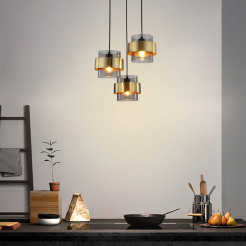 Lampa wisząca dymna 3xE27 LP-866/3P SM/GD