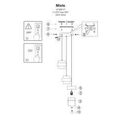 Lampa wisząca dymna 3xE27 LP-866/3P SM/GD