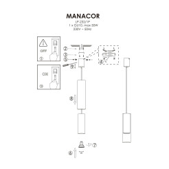 Lampa wisząca złota 1xGU10 LP-232/1P GD