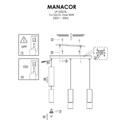 Lampa wisząca czarna 3xGU10 LP-232/3L BK