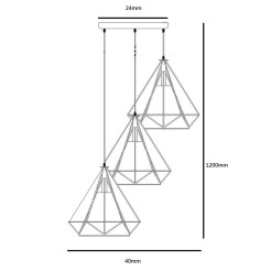 Lampa wisząca czarna 3xE27 LP-076/3P BK