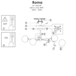 Lampa wisząca 5 złota 5xE14 LP-1345/5P GD