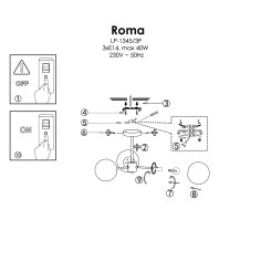 Lampa wisząca 3 złota 3xE14 LP-1345/3P GD