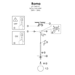 Lampa wisząca 1 czarna 1xE14 LP-1345/1P BK