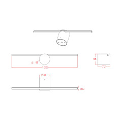 Kinkiet 40 cm biały LED 3000K LP-777/1W M WH