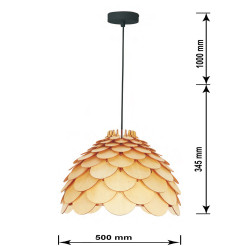 Lampa wisząca duża drewniana 1xE27 LP-101335/1P L
