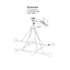 Estrella 6 wisząca czarna LP-075/6P BK