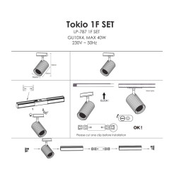 Zestaw oświetlenia szynowego SET 1F biały 4xGU10 LP-787 SET 1F WH
