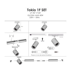 Zestaw oświetlenia szynowego SET 1F czarny 4xGU10 LP-787 SET 1F BK