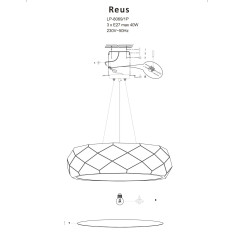 Lampa wisząca różowe złoto 3xE27 LP-8069/1P GD