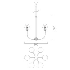 Lampa wisząca srebrno - czarna 6xE14 LP-979/6P