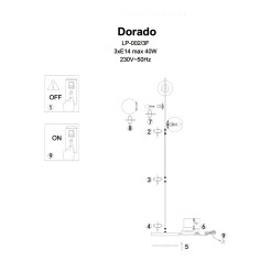 Lampa podłogowa czarna 3xE14 LP-002/3F BK