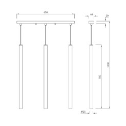 Lampa wisząca 3 linia czarna 3xG9 LP-894/3L BK