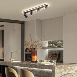 Zestaw reflektorów plafon czarny 4xGU10 plus LED LP-0612/4C BK