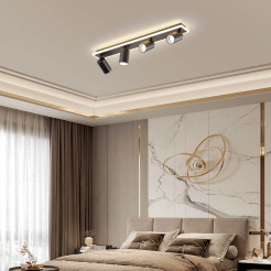 Zestaw reflektorów plafon czarny 4xGU10 plus LED LP-0612/4C BK