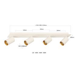 Zestaw reflektorów plafon biały 4xGU10 plus LED LP-0612/4C WH