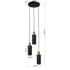 Lampa wisząca 3 czarna 3xE27 LP-945/3P BK