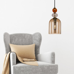 Lampa wisząca bursztynowa 1xE27 LP-2004/1P M AM