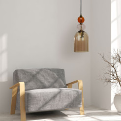 Lampa wisząca bursztynowa 1xE27 LP-2004/1P M AM