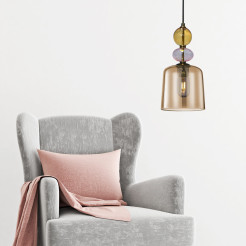 Lampa wisząca bursztynowa 1xE27 LP-2004/1P S AM