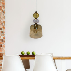 Lampa wisząca bursztynowa 1xE27 LP-2004/1P S AM