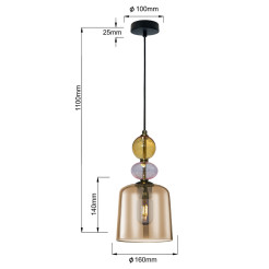 Lampa wisząca bursztynowa 1xE27 LP-2004/1P S AM