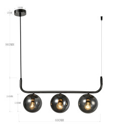 Lampa wisząca grafitowa 3xE14 LP-005/3L grafit