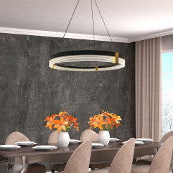 Lampa wisząca Triangle 80 cm czarno-transparentna LED CCT LP-0407/1P L BK Triangle