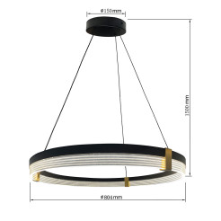 Lampa wisząca Triangle 80 cm czarno-transparentna LED CCT LP-0407/1P L BK Triangle