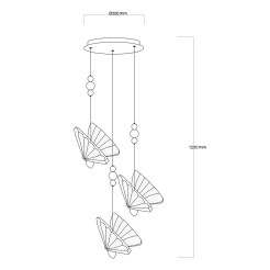 Lampa wisząca 3 złota LED CCT LP-1715/3P