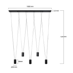 Lampa wisząca czarna 5xGU10 LP-432/5P BK
