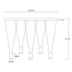 Lampa wisząca czarna 5xGU10 LP-432/5P BK
