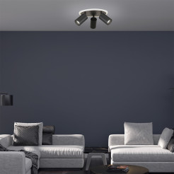 Plafon 3 okrągły czarny 3xGU10 LED CCT LP-0612/3C Round BK