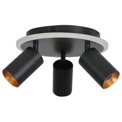 Plafon 3 okrągły czarny 3xGU10 LED CCT LP-0612/3C Round BK