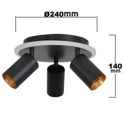 Plafon 3 okrągły czarny 3xGU10 LED CCT LP-0612/3C Round BK