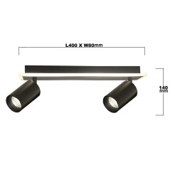 Spot 2 czarny 2xGU10 LED CCT LP-0612/2WS BK