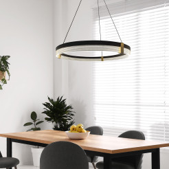 Lampa wisząca Triangle 60 cm czarno-transparentna LED CCT LP-0407/1P M BK Triangle